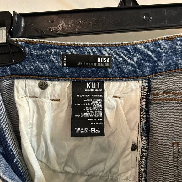 KUT from the Kloth Rosa High-Rise Ankle Straight Medium Wash Raw Hem Denim - Picture 5 of 10